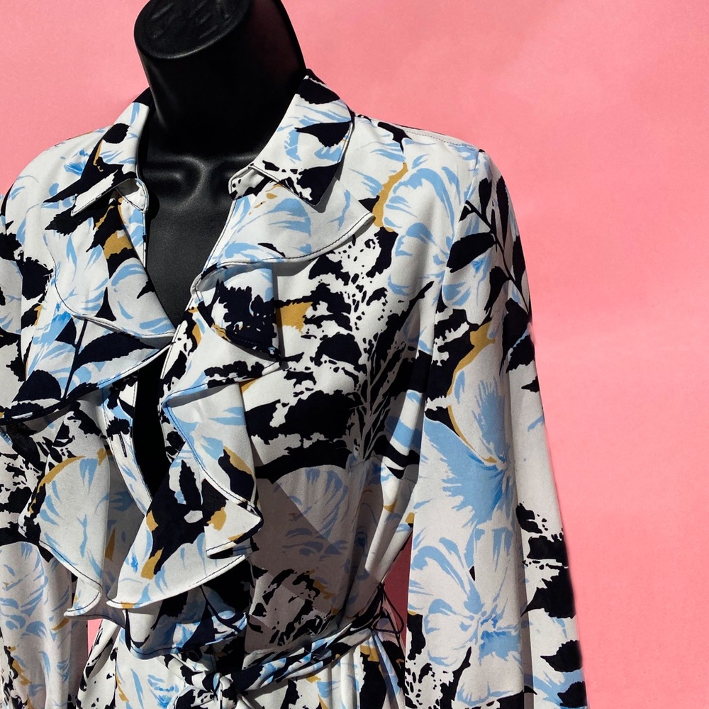 Karl Lagerfeld Ruffle Dress, Heritage Blue Multi